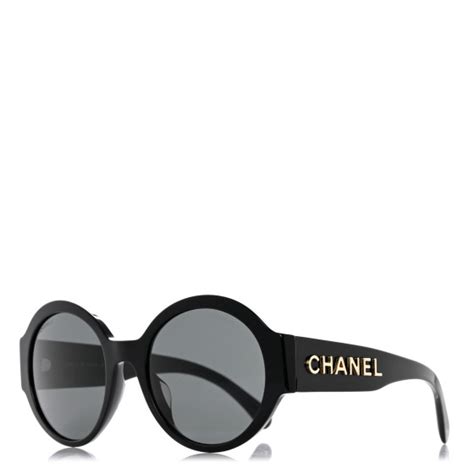 CHANEL Acetate Polarized Round Sunglasses 5410 Black